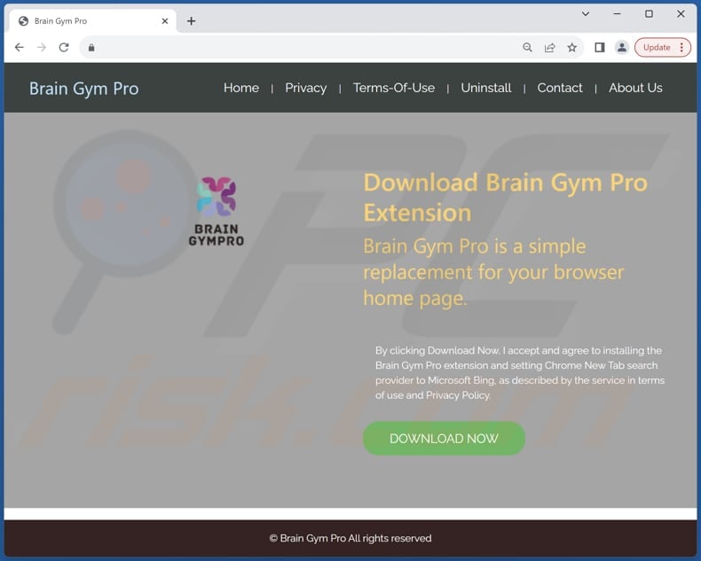Website used to promote Brain Gym Pro browser hijacker