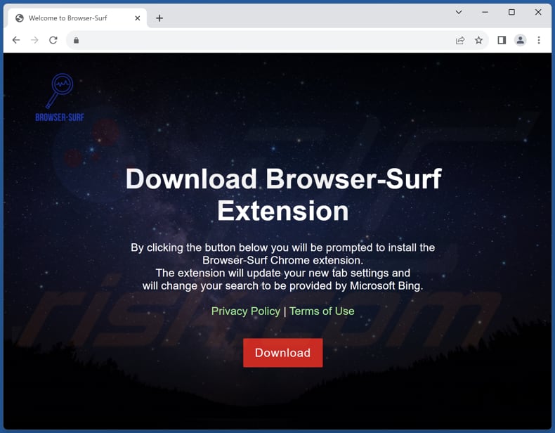 Website used to promote Browser-Surf browser hijacker