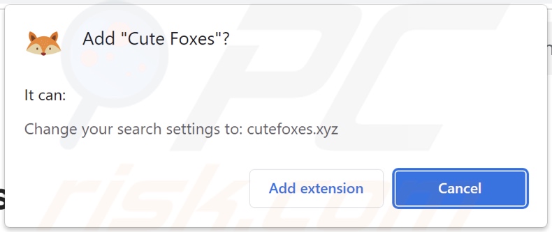 Cute Foxes browser hijacker asking for permissions
