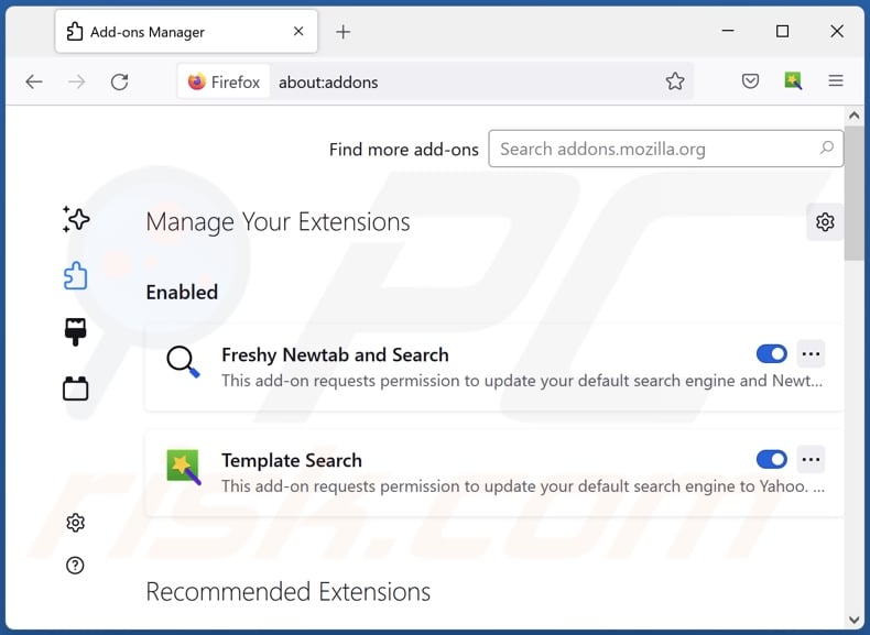 Removing finditquicksearch.com related Mozilla Firefox extensions