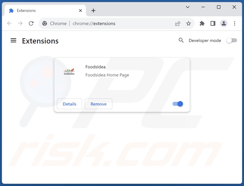 Removing foodsidea.com related Google Chrome extensions