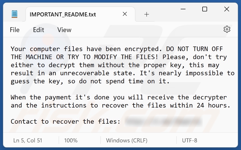 Jkwerlo ransomware ransom note (IMPORTANT_README.txt)