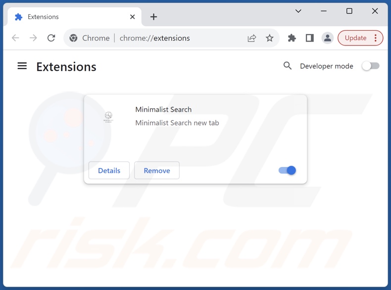Removing minimalistsearch.com related Google Chrome extensions