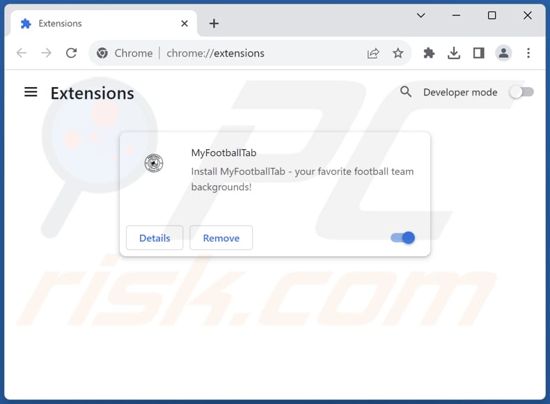 Removing myfootballtab.com related Google Chrome extensions