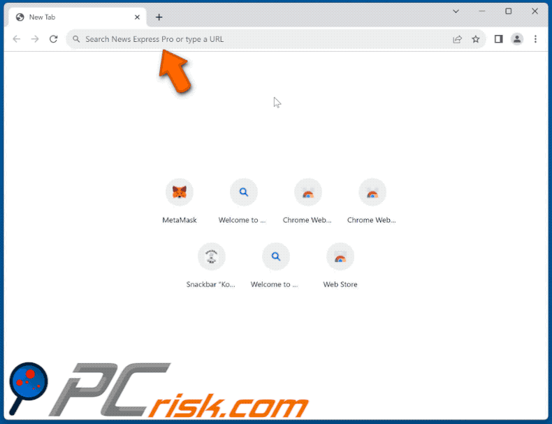 News Express Pro browser hijacker redirecting to Bing (GIF)