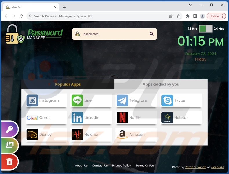 Password Manager browser hijacker