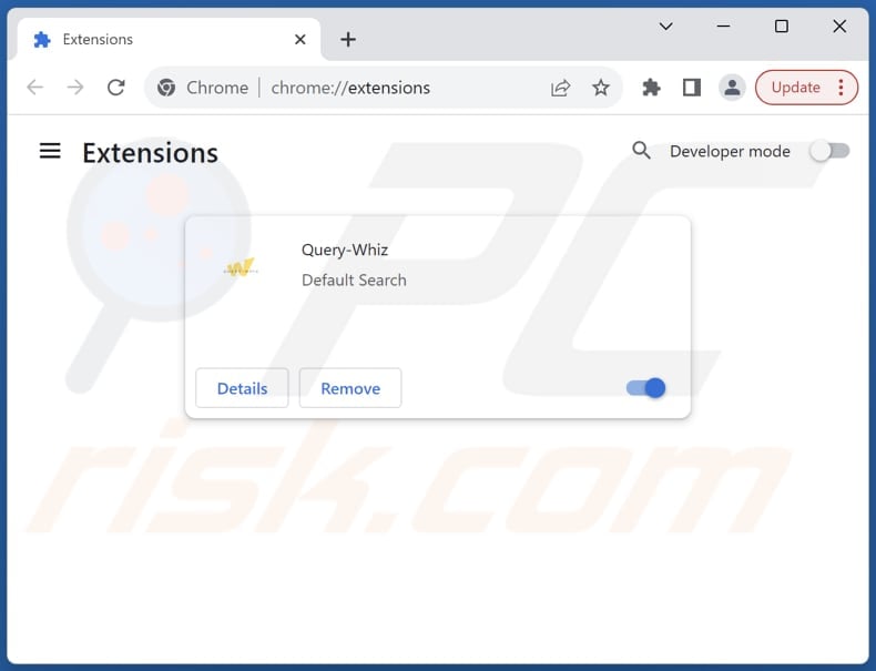 Removing query-whiz.com related Google Chrome extensions