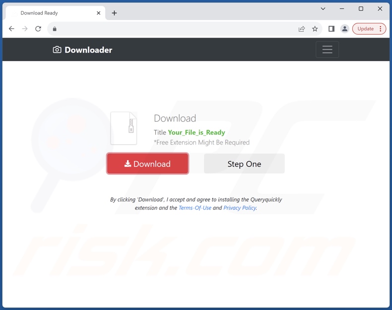 Website used to promote Queryquickly browser hijacker