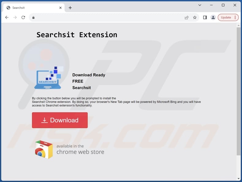Website used to promote Searchsit browser hijacker