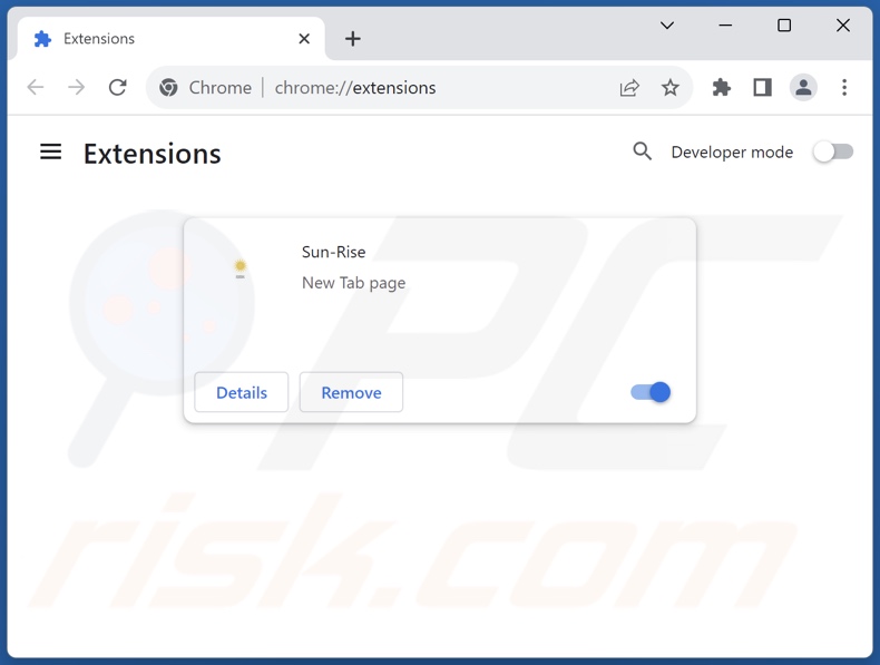 Removing sun-rise.club related Google Chrome extensions