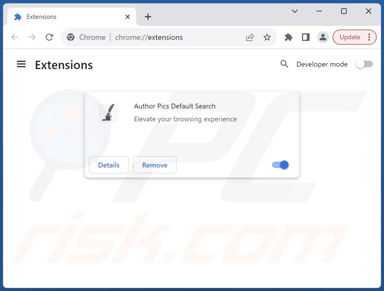 Removing author.pics related Google Chrome extensions