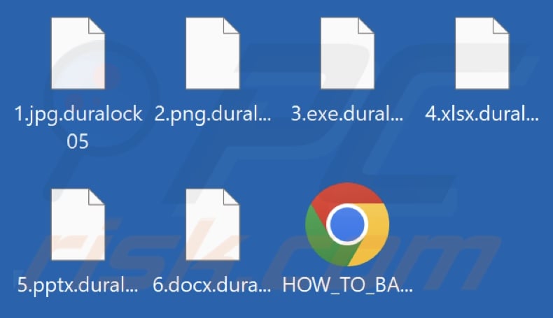 Files encrypted by Duralock ransomware (.duralock05 extension)
