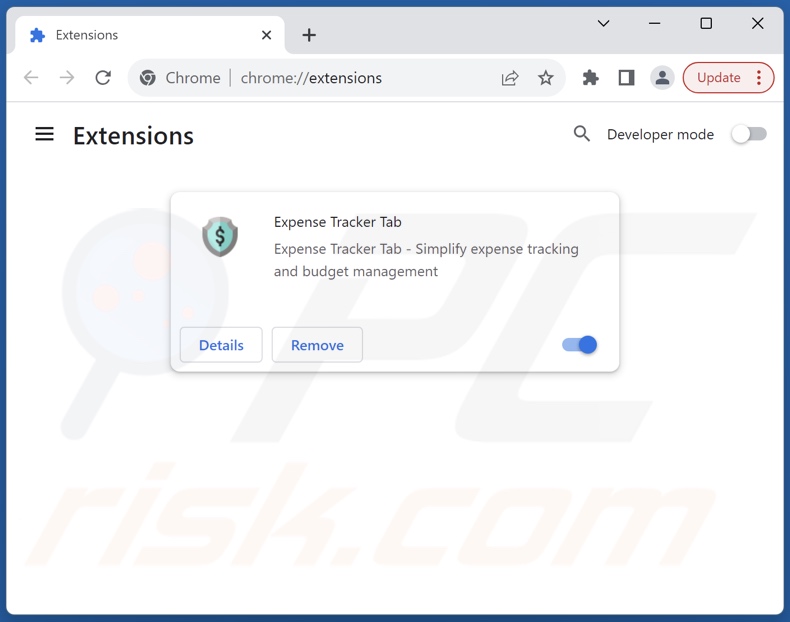 Removing expensetrackertab.com related Google Chrome extensions