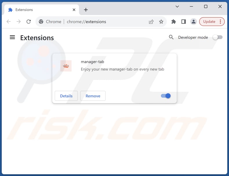Removing manager-tab.com related Google Chrome extensions