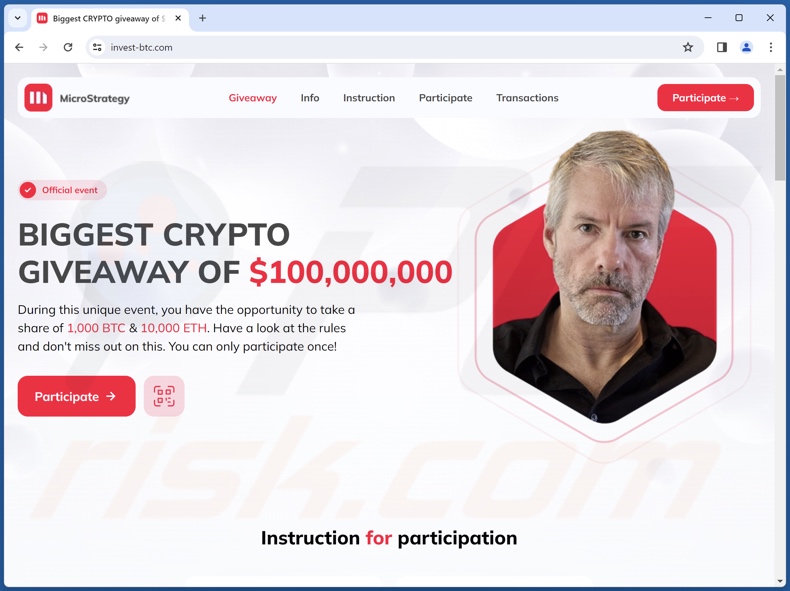 MicroStrategy Crypto Giveaway scam