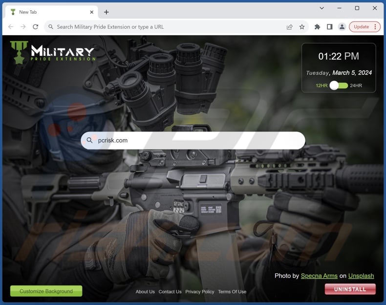 Military Pride Extension browser hijacker