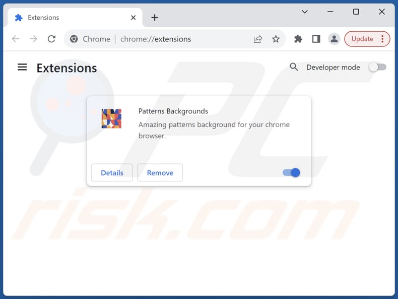 Removing patternstab.xyz related Google Chrome extensions