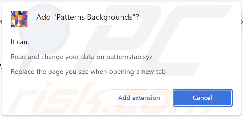 Patterns Backgrounds browser hijacker asking for permissions