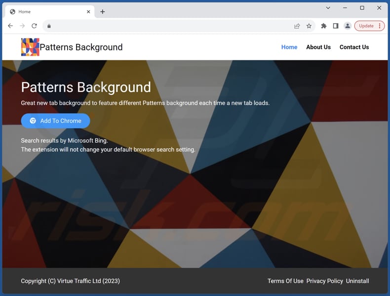 Website used to promote Patterns Backgrounds browser hijacker