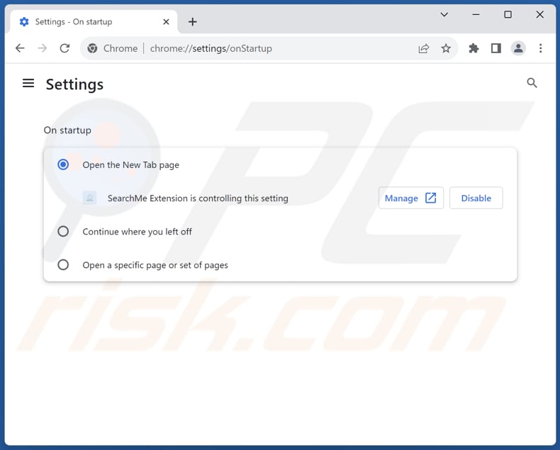 Removing search-me-ext.com from Google Chrome homepage