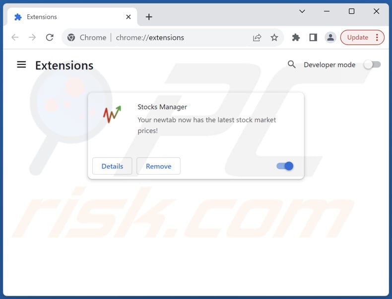 Removing stocksmanager.xyz related Google Chrome extensions