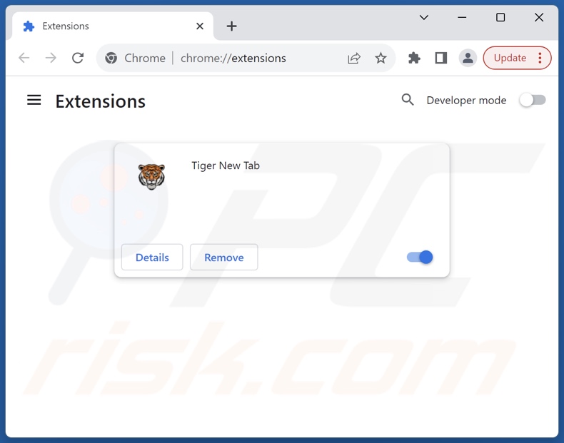 Removing tiger-newtab.com related Google Chrome extensions