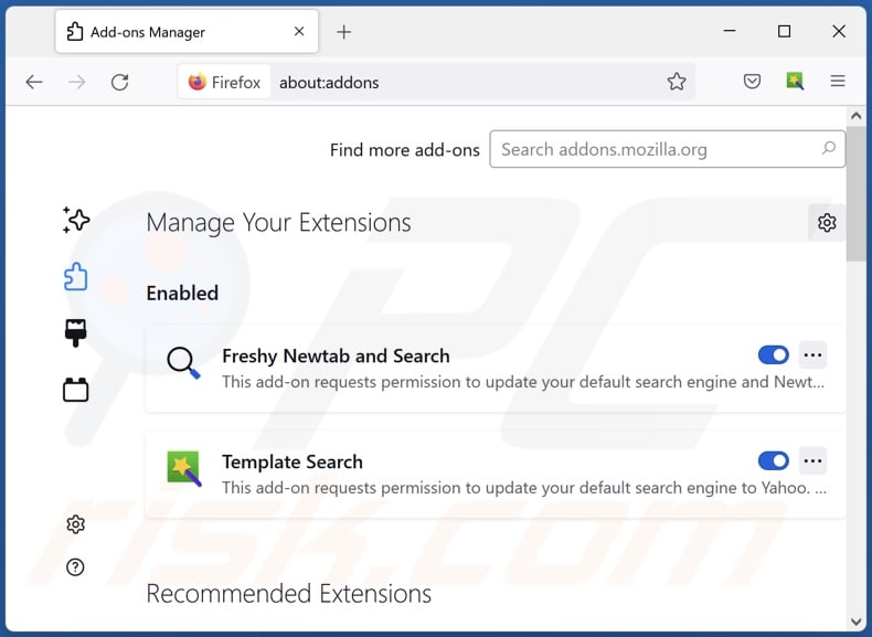 Removing tiger-newtab.com related Mozilla Firefox extensions