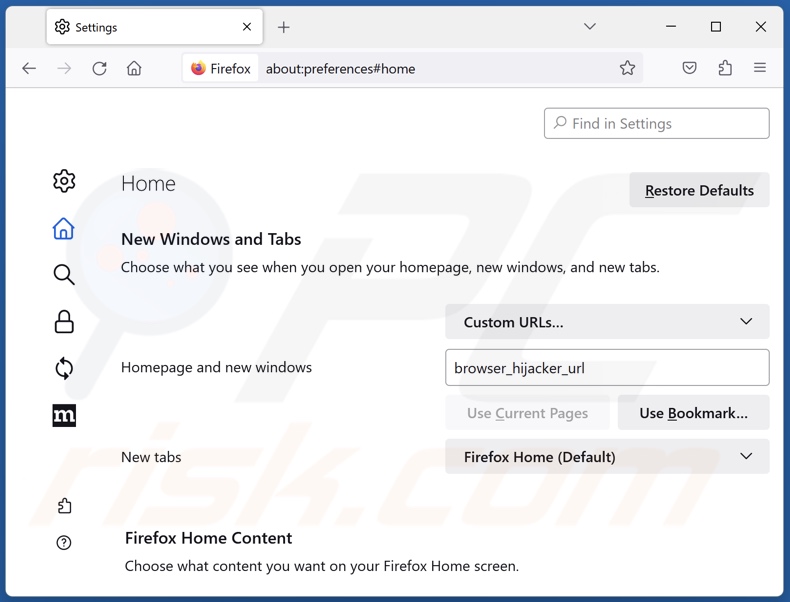 Changing Mozilla Firefox homepage