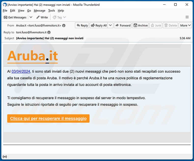 aruba.it-themed spam email (2024-04-04)