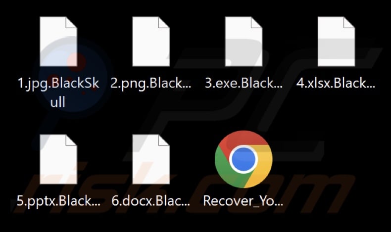 Files encrypted by BlackSkull ransomware (.BlackSkull extension)