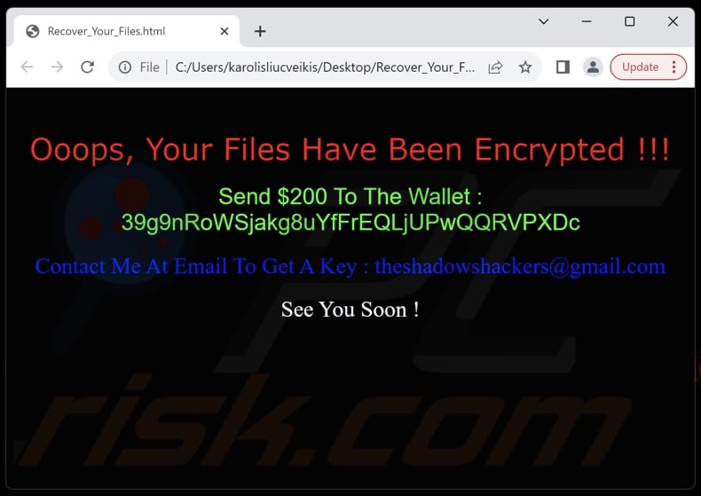 BlackSkull ransomware text file (Recover_Your_Files.html)