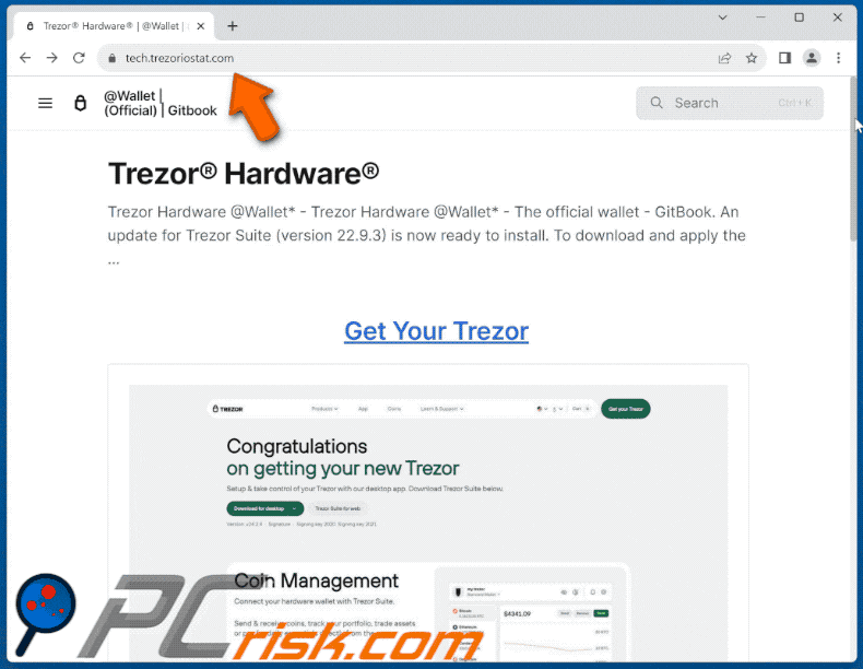 Appearance of Trezor Hardware scam