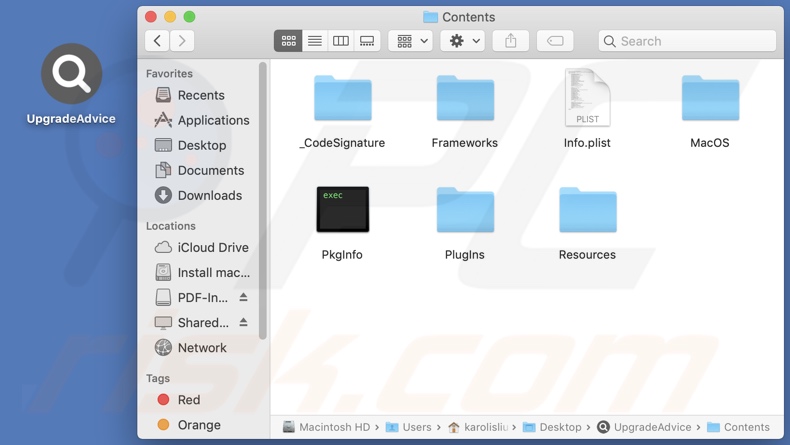 UpgradeAdvice adware install folder