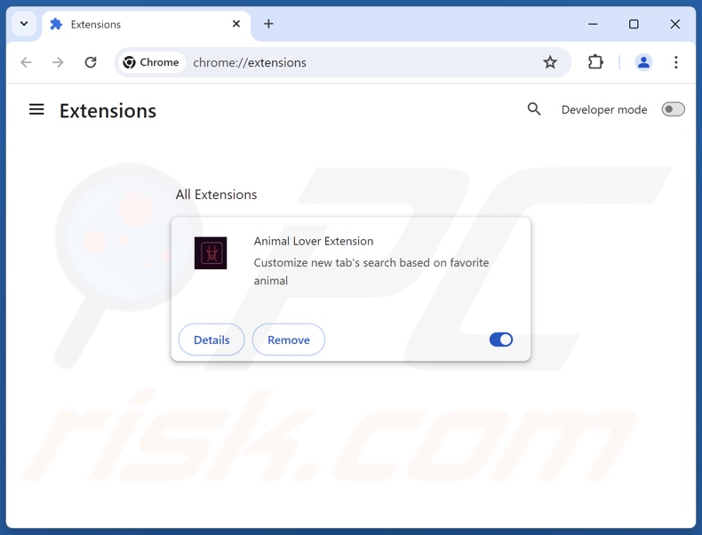 Removing animal-lover-extension.com related Google Chrome extensions