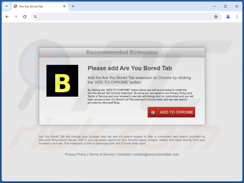 Website used to promote Are you bored? browser hijacker