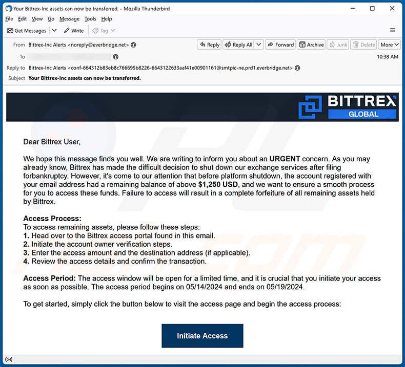 Bittrex email scam (2024-05-14) - sample 1