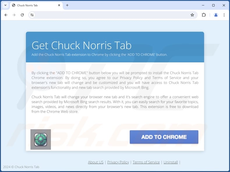 Website used to promote Chuck Norris Tab browser hijacker