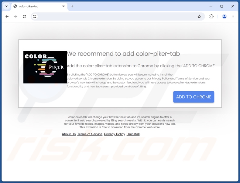 Website used to promote color-picker-tab browser hijacker