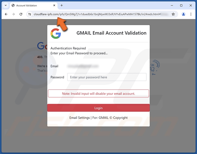Email Sending Has Been Temporarily Suspended scam email promoted phishing site