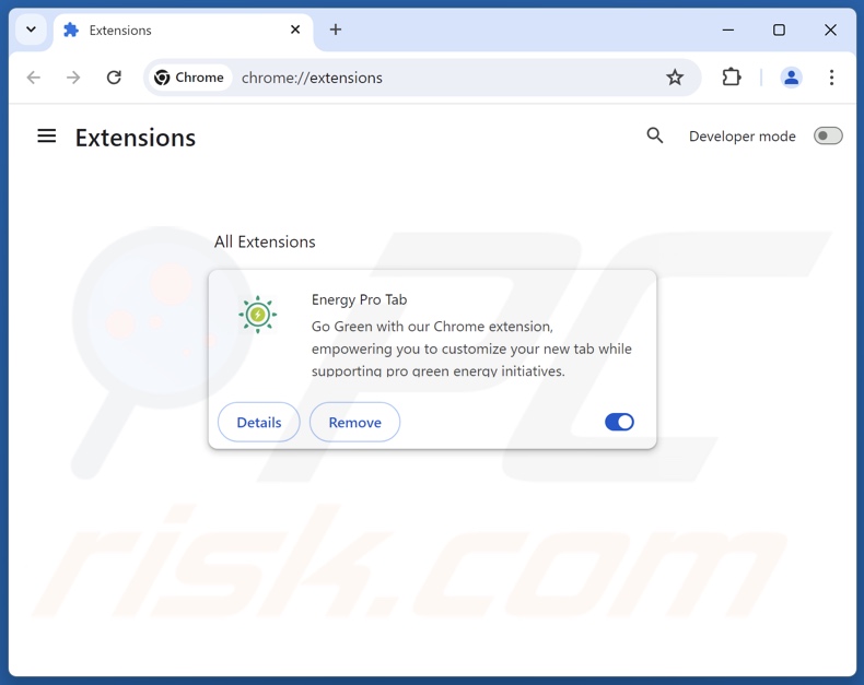 Removing energyprotab.com related Google Chrome extensions