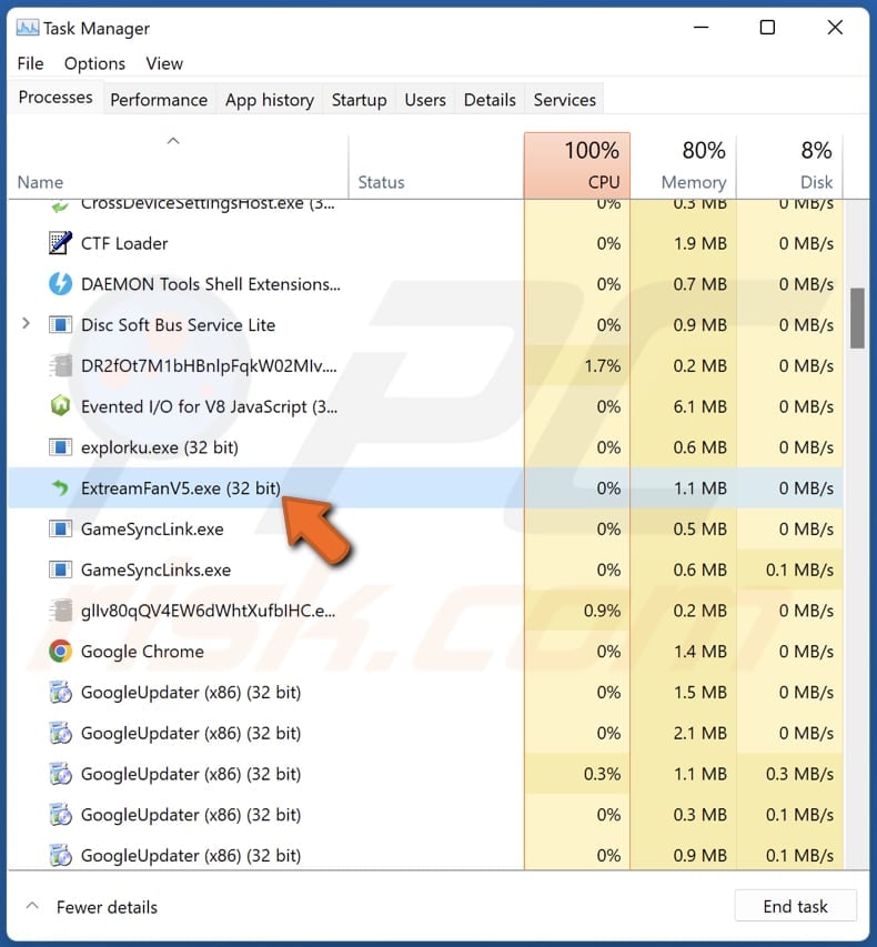 ExtreamFanV5 unwanted application running in task manager