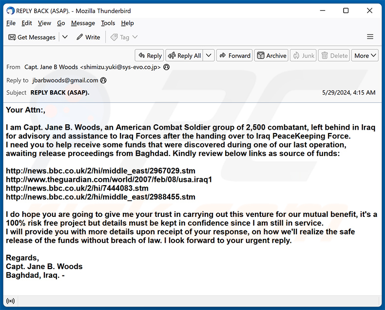 Fund Release email scam (2024-05-31)