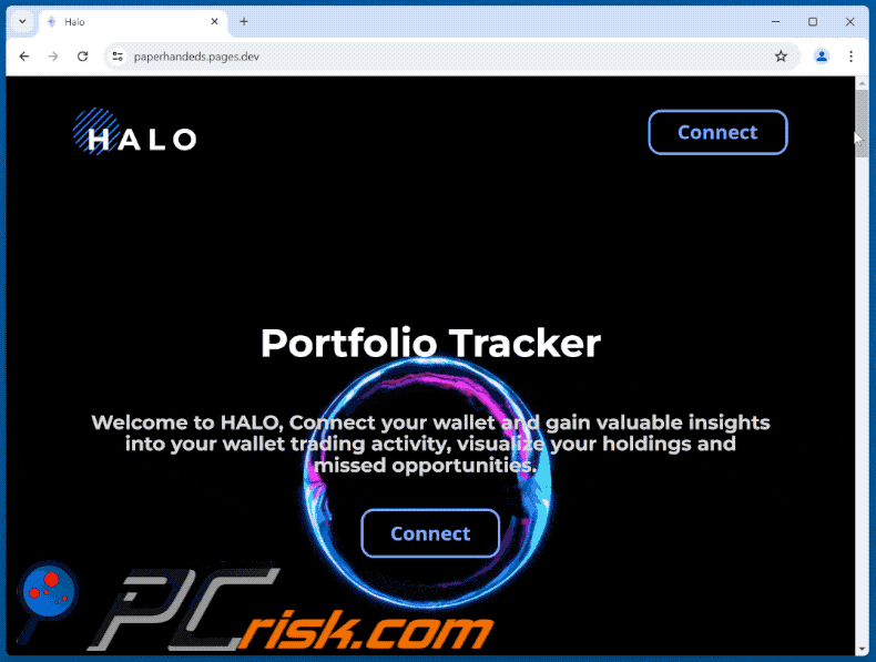 Appearance of HALO Portfolio Tracker scam