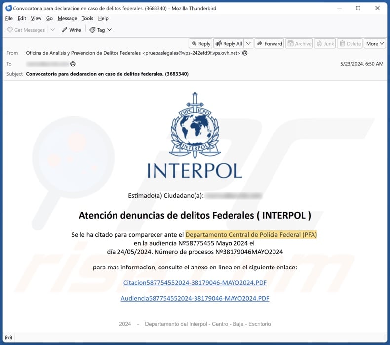 Interpol malspam