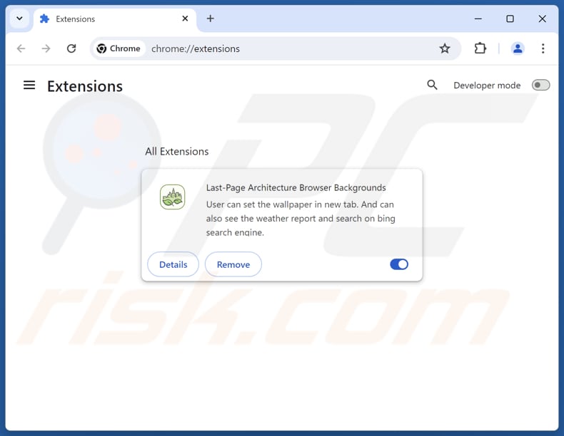 Removing last-page.co related Google Chrome extensions