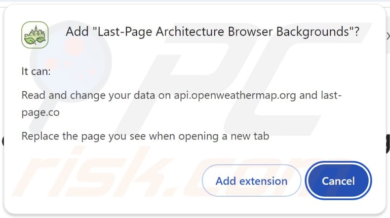 Last-Page Architecture Browser Backgrounds browser hijacker asking for permissions