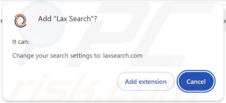 Lax Search browser hijacker asking for permissions