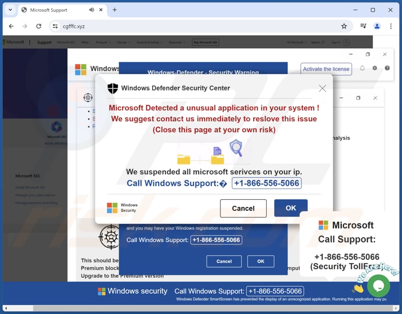 Microsoft Detected A Unusual Application In Your System scam