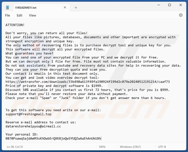 Paaa ransomware text file (!!!README!!!.txt)