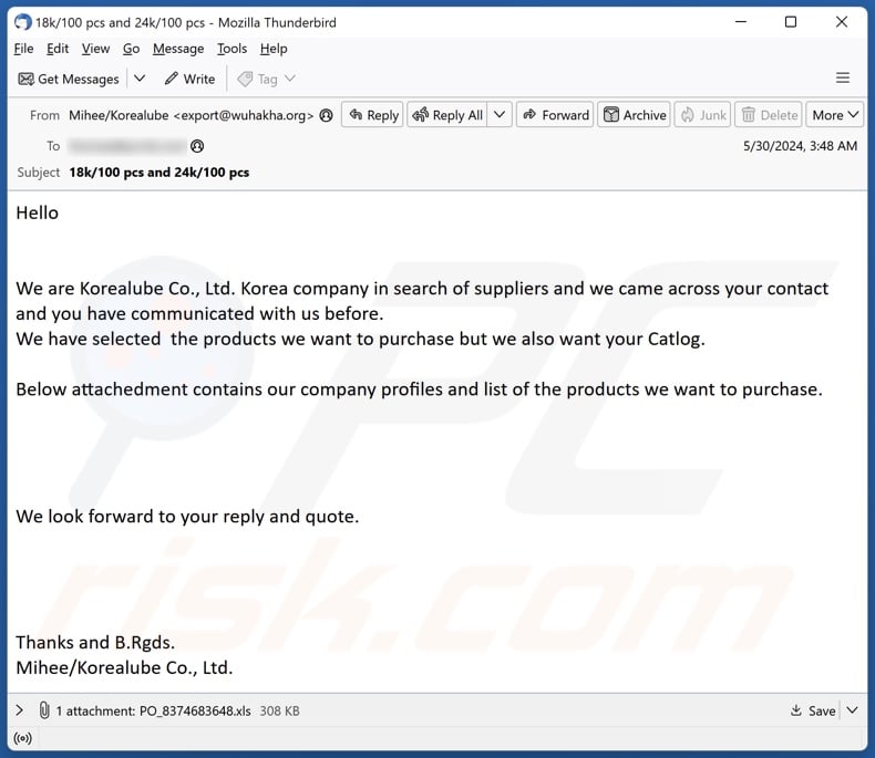 Products We Want To Purchase malspam